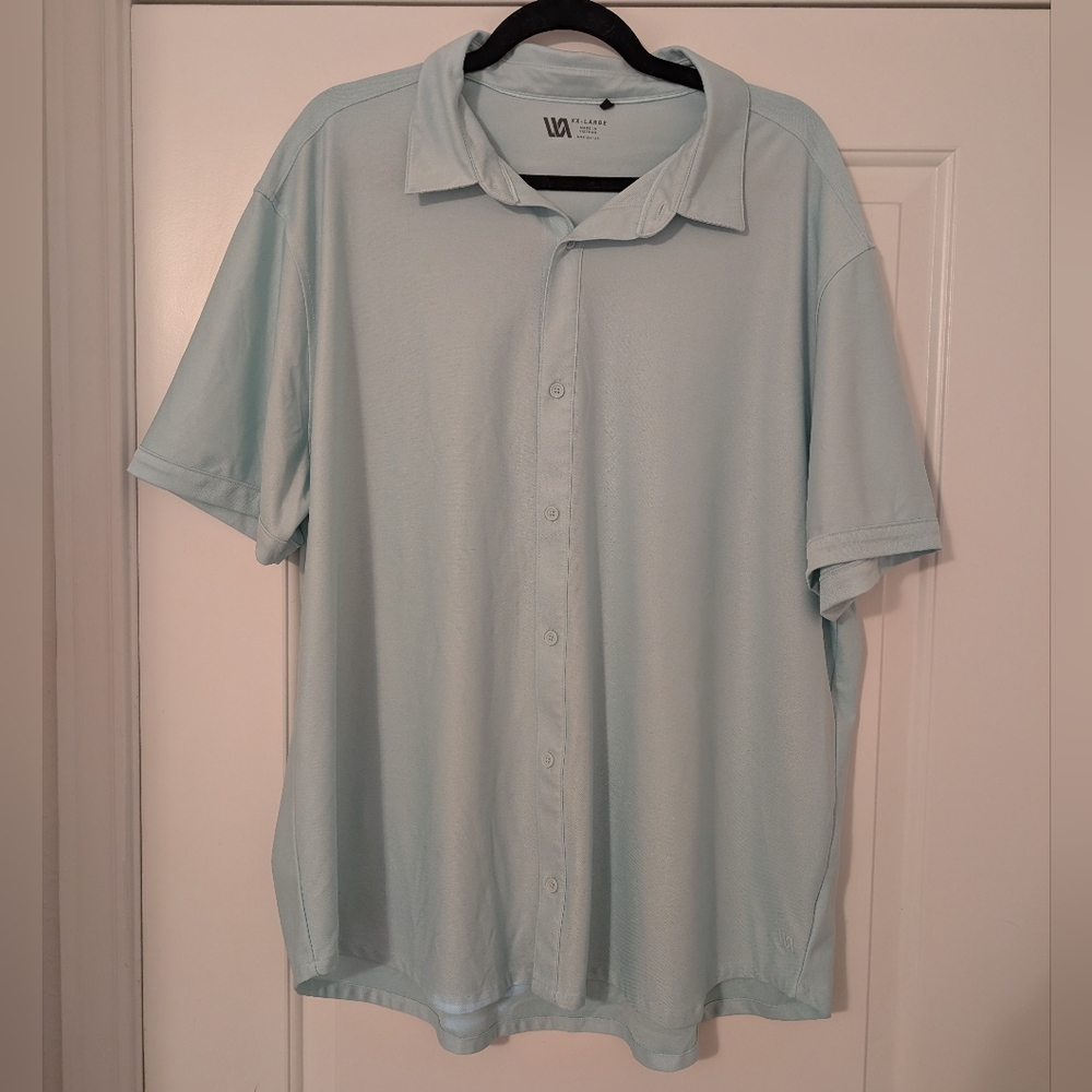 VRST Light‎ Blue Men's Casual Button Down Polo Shirt